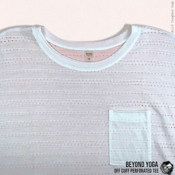 BEYOND YOGA OFF CUFF PERFORATED SHORT SLEEVE POCKET TEE SHIRT IN WHITE SIZE XS - Picture 6 of 11